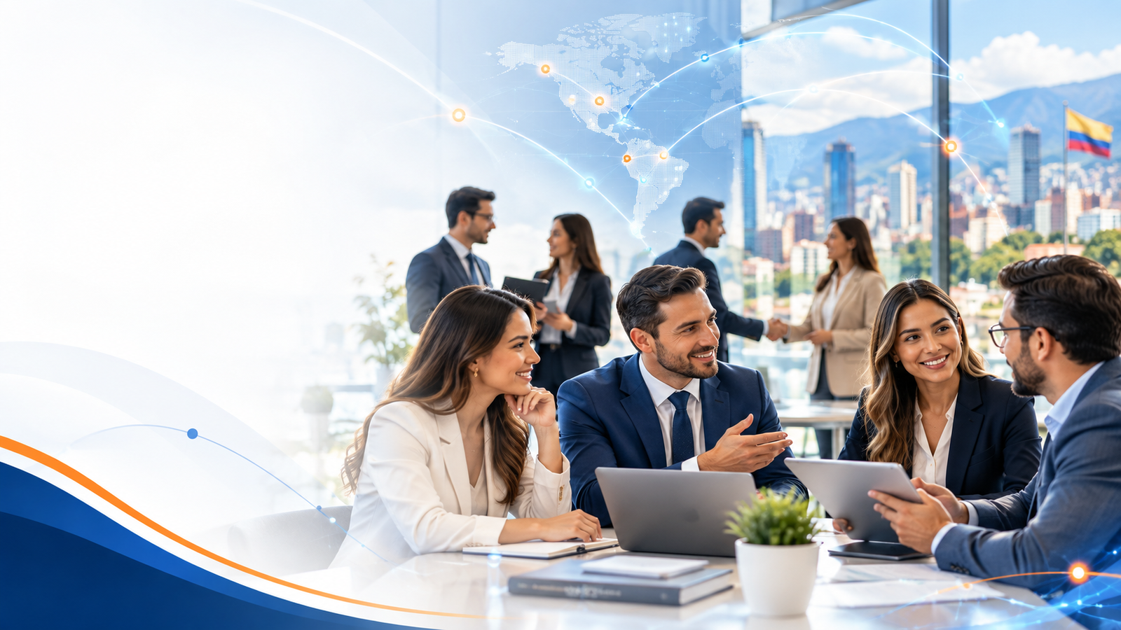 Profesionales conectando con clientes y oportunidades